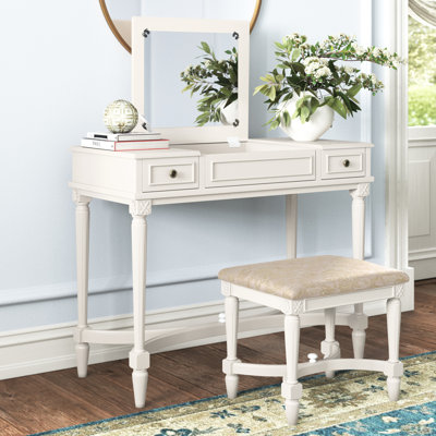 Ensemble coiffeuse avec tabouret et miroir Eloise