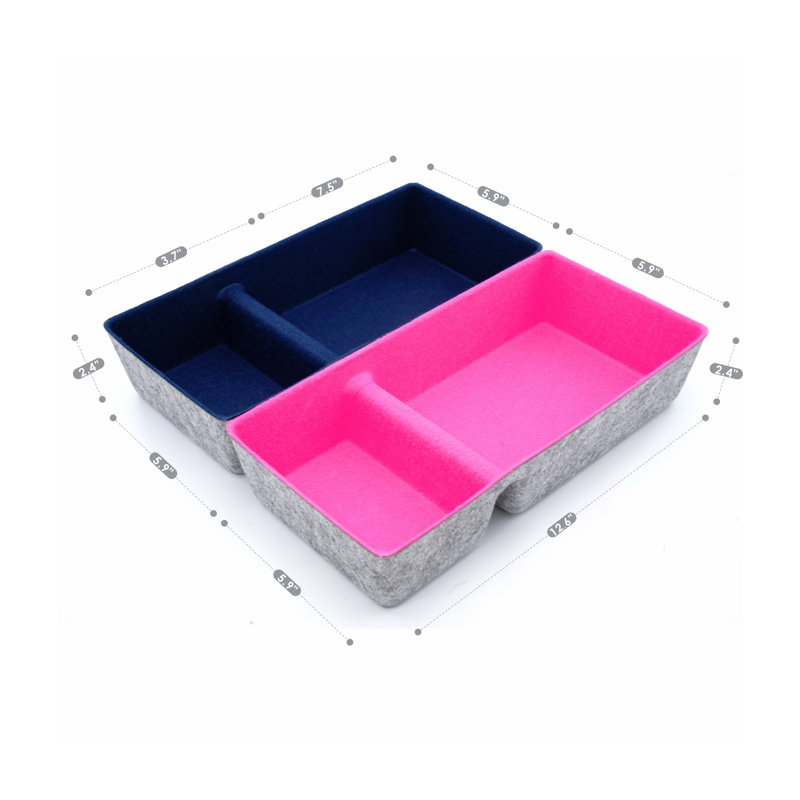 Anadi 3.1'' H x 6.1'' W x 12.6'' D Organizer Set, Navy + hot pink