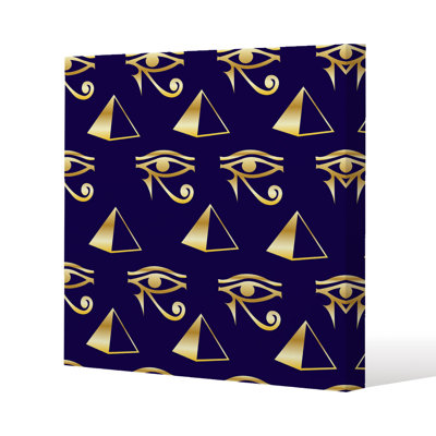 Pyramid & Eye Of Horus Slim Style Canvas Print, 15mm Slim Real wood.