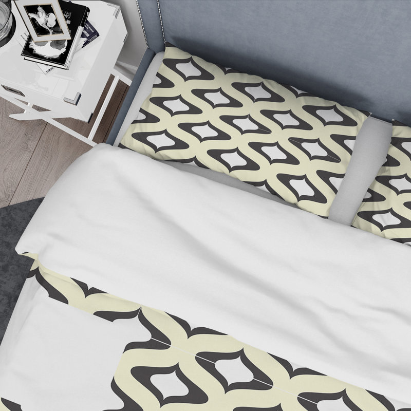 Ensemble de housse de couette rétro abstract xiv mid-century, Housse de couette très grand + 2 taies décoratives
