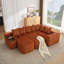 Nouveau canapé en forme de U avec chargement USB et sans fil, table basse et repose-pieds mobile, sans assemblage, 6 sièges, velours côtelé, orange-496101620