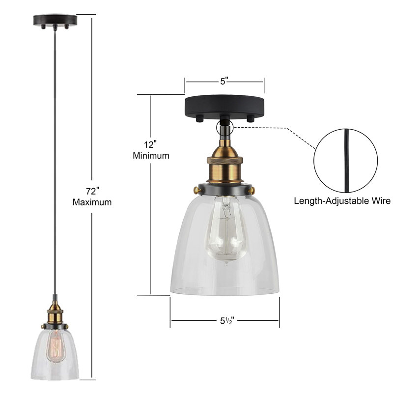 Luminaire suspendu en forme de cloche à 1 lumière Nazmiye, Antique