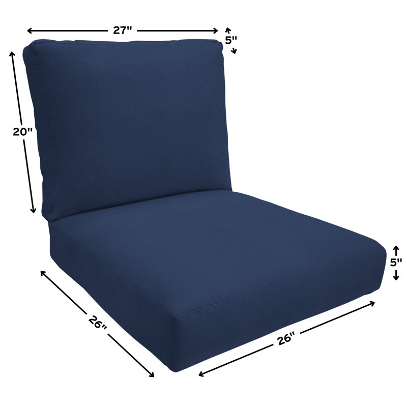 Eddie Bauer Sunbrella® Fabric 1-Piece Outdoor Louge Chair Cushion, 26"W x 26"L, Canvas Navy , Canvas Navy