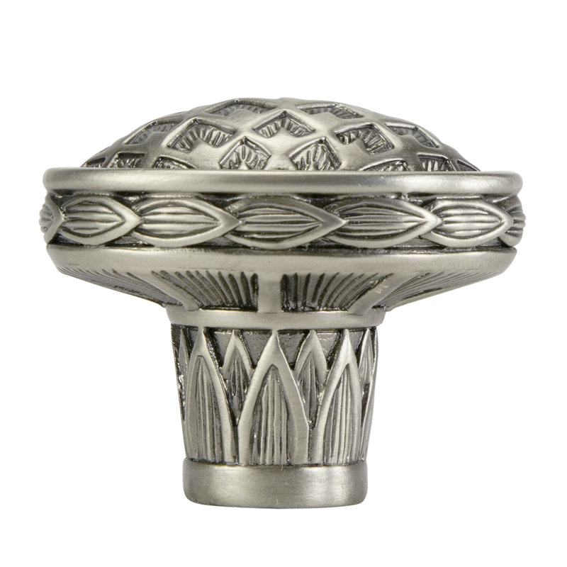 THAMES OVAL KNOB IN  PLATE, Antique Silver