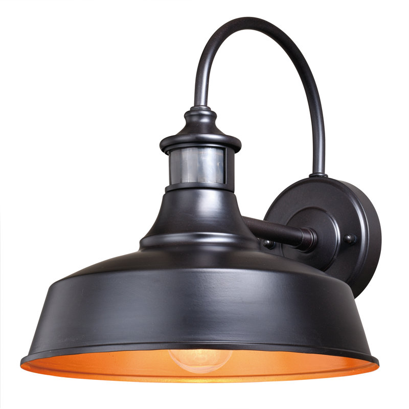 Applique murale en acier Gunnora, H 12,25 po x l 12 po x P 13,5 po, Bronze foncé / or clair