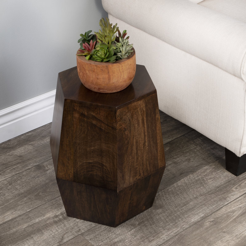 Gulchatai Wood Finish Side Table, Dark Walnut