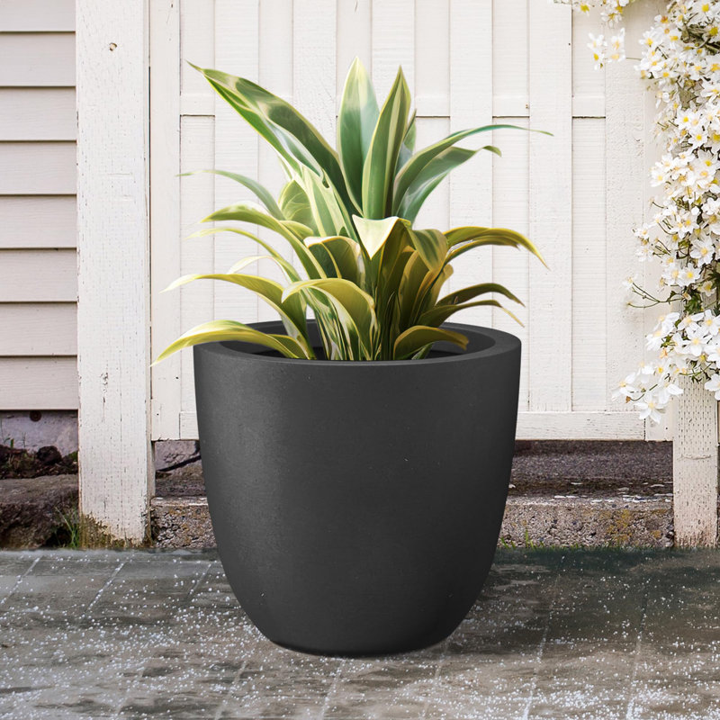 Jardinière ronde en béton de 18 pouces de diamètre