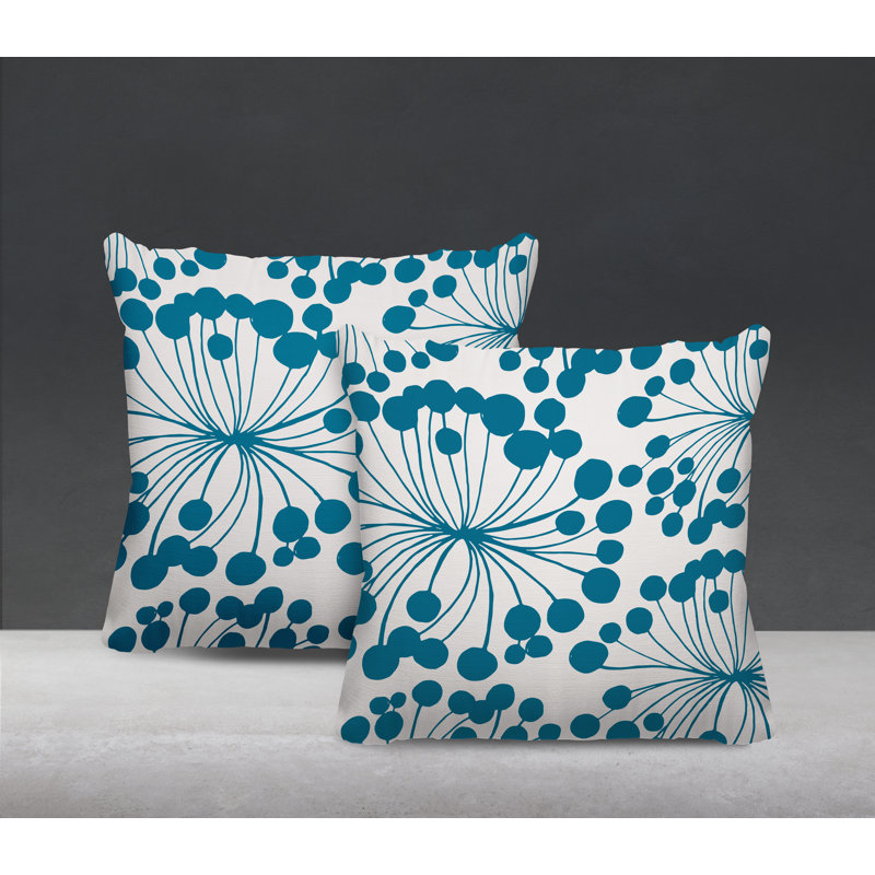 Housse et insert de coussin décoratif intérieur / extérieur en mélange de polyester, L 17 po x H 17 po, Turquoise