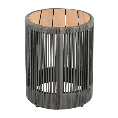 Wood And Rope Side Table - 15-Inch Diameter Top, 17.94-Inch Height, Suitable For Coastal Decor Themes & Surface Area, Perfect Armchair