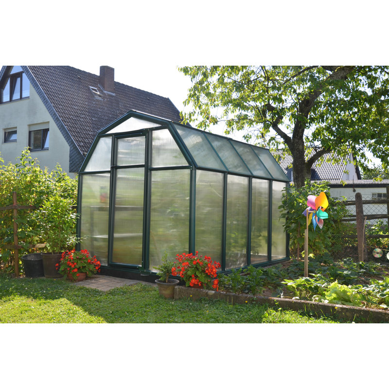 Palram - Canopia EcoGrow 2 - 6' W x 8' D Walk-In Hobby Twin Wall Polycarbonate Resin Frame Greenhouse Kit with Roof Vent - Green