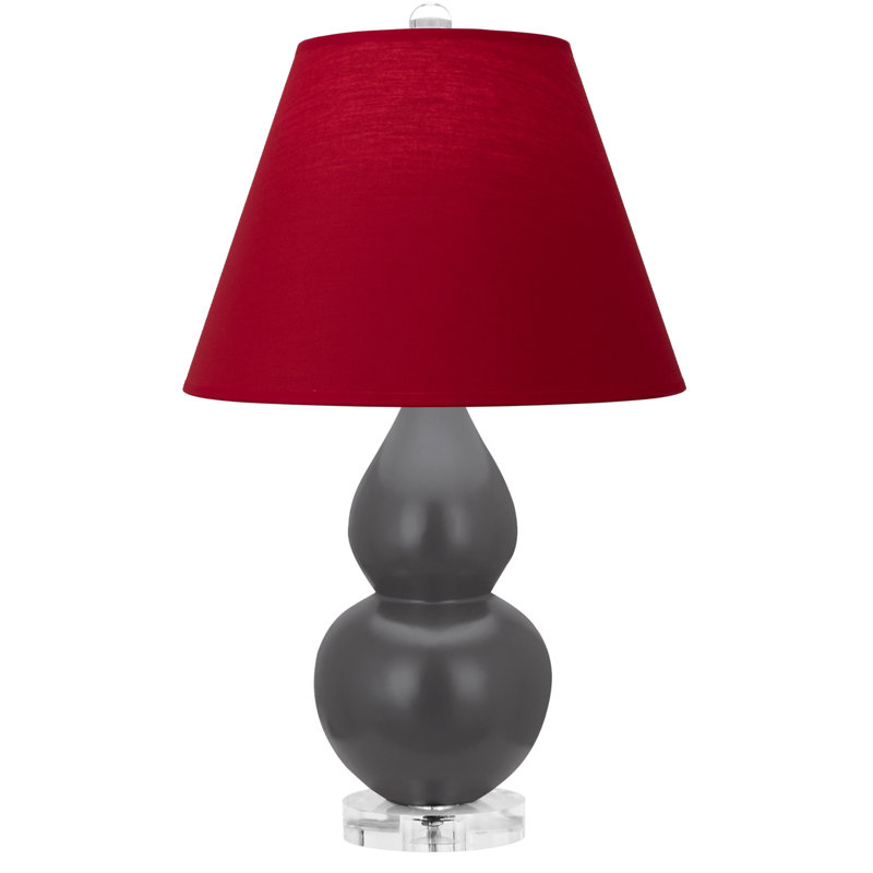Petite lampe d'appoint à double gourde - frêne, lucite - avec abat-jour doublé, Rouge, H 22 po x l 6 po x P 15 po, Gris mat