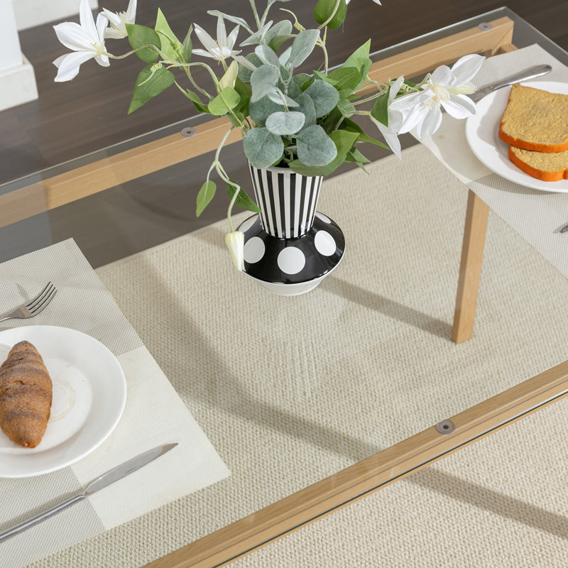 Sadah Glass Top Metal Base Dining Table