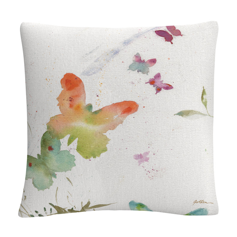 Sheila Golden Butterfly Expression Decorative Throw Pillow