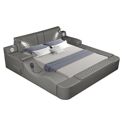 Lit masseur intelligent Smart en bois et similicuir