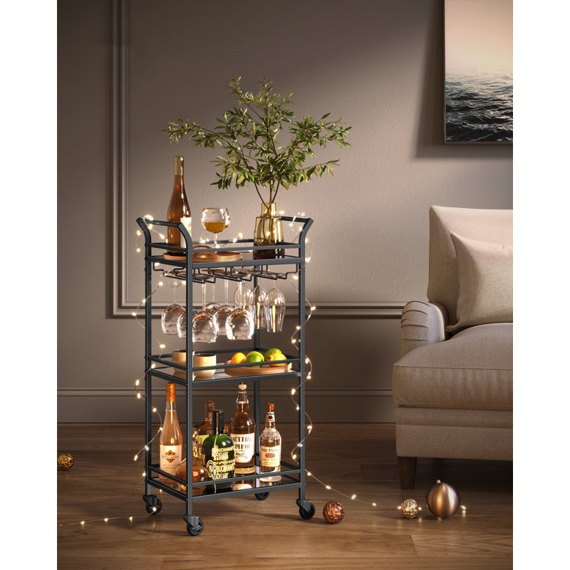 Aivah Kitchen Cart, Black, 92cm H x 46.8cm W x 30cm D