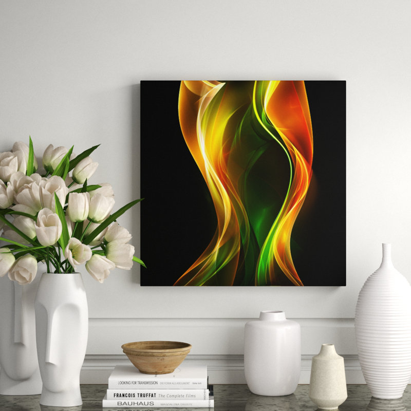 Flamme émeraude - impression sur papier, H 24 po x l 24 po x P 2,5 po, Acrylique