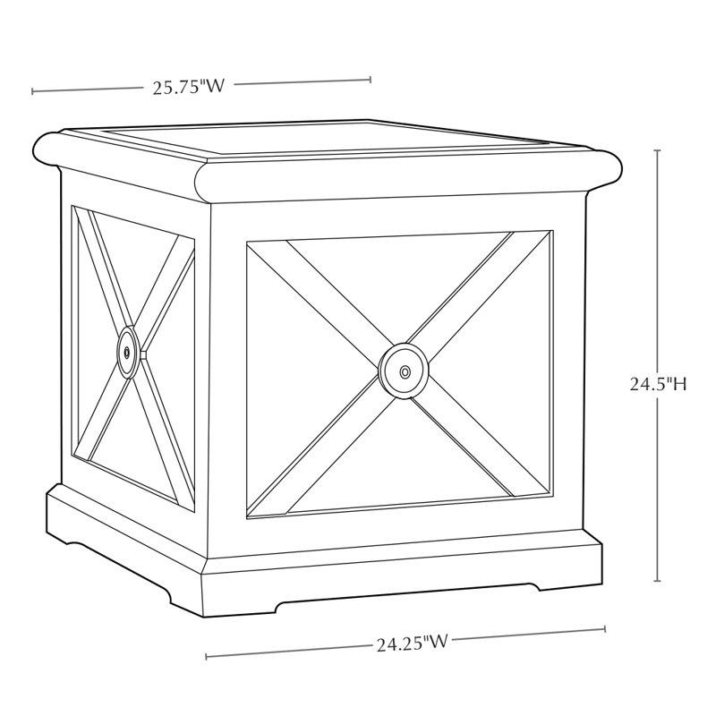 Montparnasse Handmade Planter, Nero Nuovo, 24.5" H x 25.75" W x 25.75" D