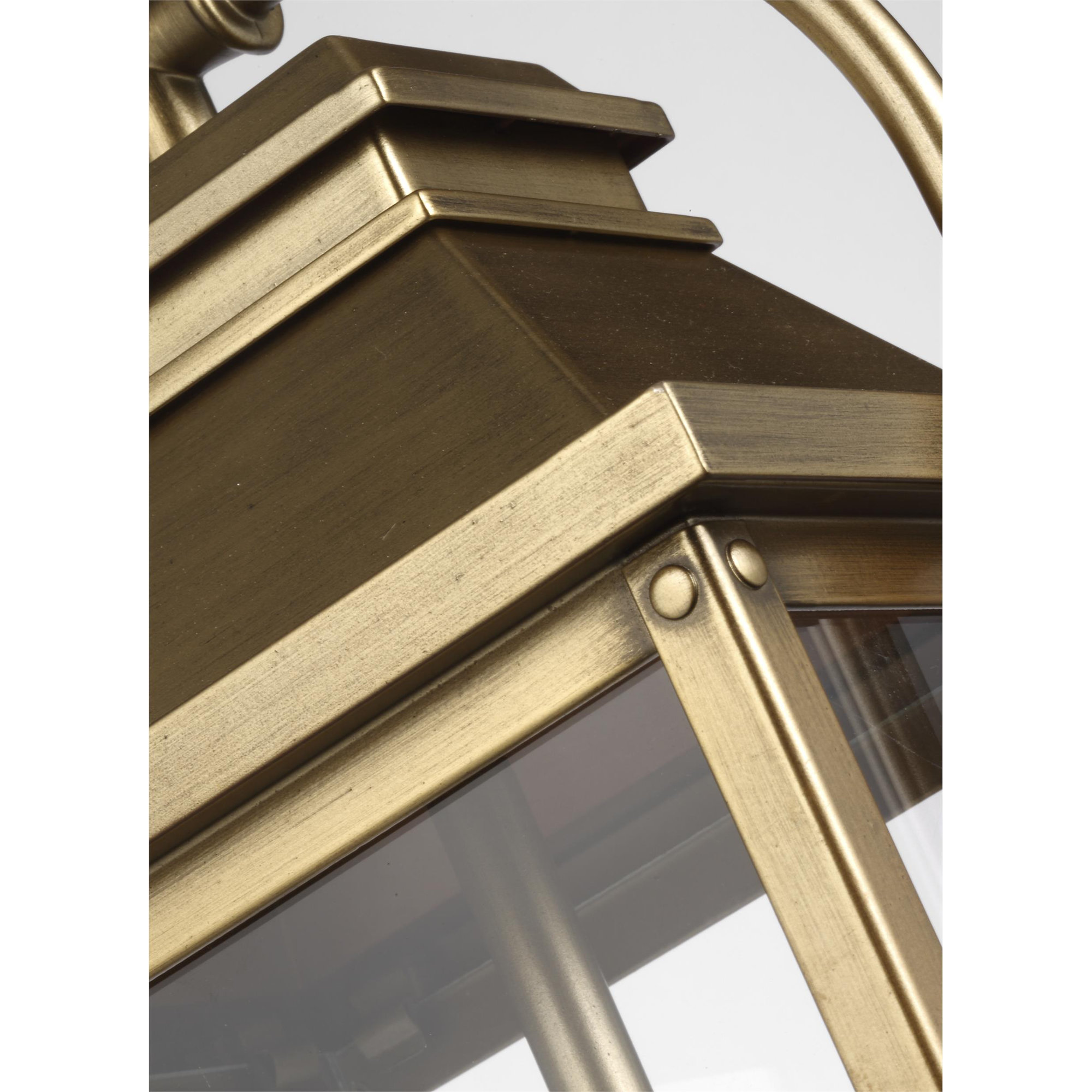 Newson Transparent Outdoor Metal Hanging Lantern, Painted Distressed Brass