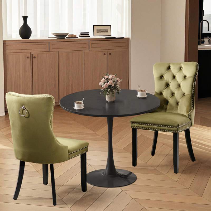 Ensemble de table de salle à manger Aya-Rose, Noir, Olive Green
