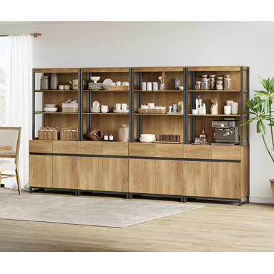 Modern Sideboard With Metal Base And Adjustable Shelves, Multifunctional Buffet Cabinet With Storage And Open Shelves For Dining Room Or Kitchen by 17 Stories