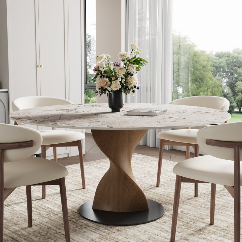 Table de salle à manger Contemporary, Matte Creamy, 29.53"H x 47.24"L x 47.24"W
