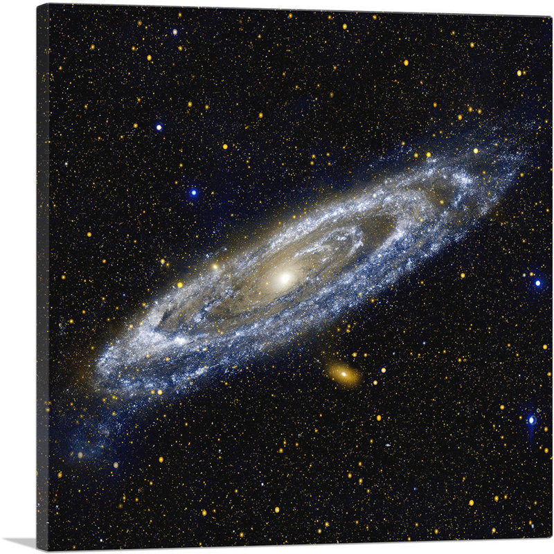 «Andromeda Spiral Galaxy in Blue Square Hubble Telescope», reproduction de photo sur toile tendue