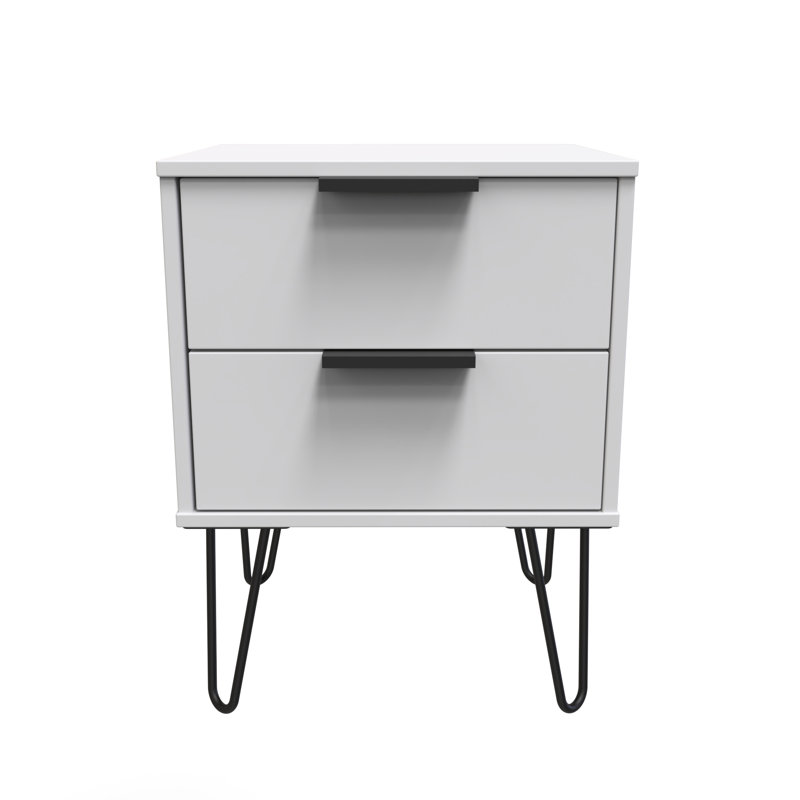 Turah 2 Drawer Bedside Cabinet (Ready Assembled), Grey Matt