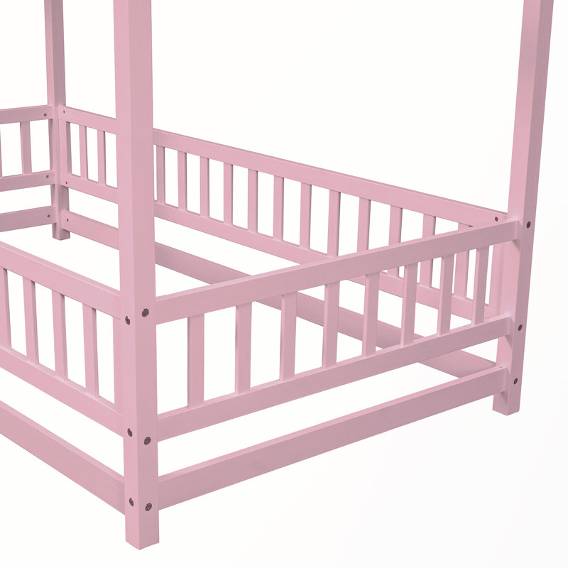 Structure de lit simple en bois, Rose, Simple