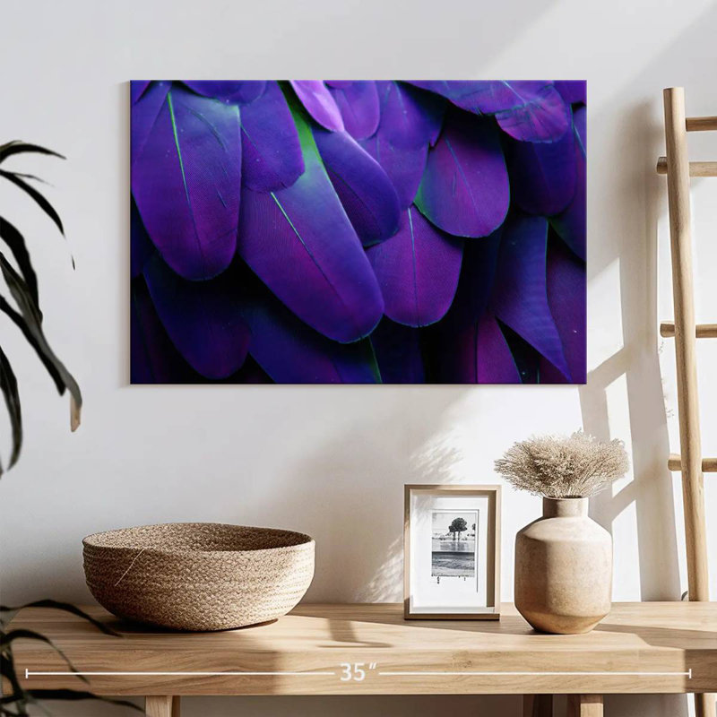 Brampt Purple Blue Macaw Feathers, 16" H x 24" W