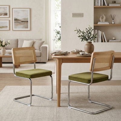 Ensemble de 2 chaises de salle à manger de style moderne Mid-Century rembourrées en velours