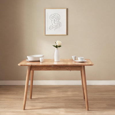 Solid Oak Extendable Dining Table for 6-10 People, Farmhouse Rectangle Table with Rounded Corners, Natural Finish