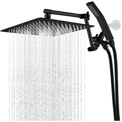 12 Inch Rainfall Shower Head, With Handheld Spray Combo,Adjustable Extension Arm, 3 Settings Diverter, 71 Inch Hose