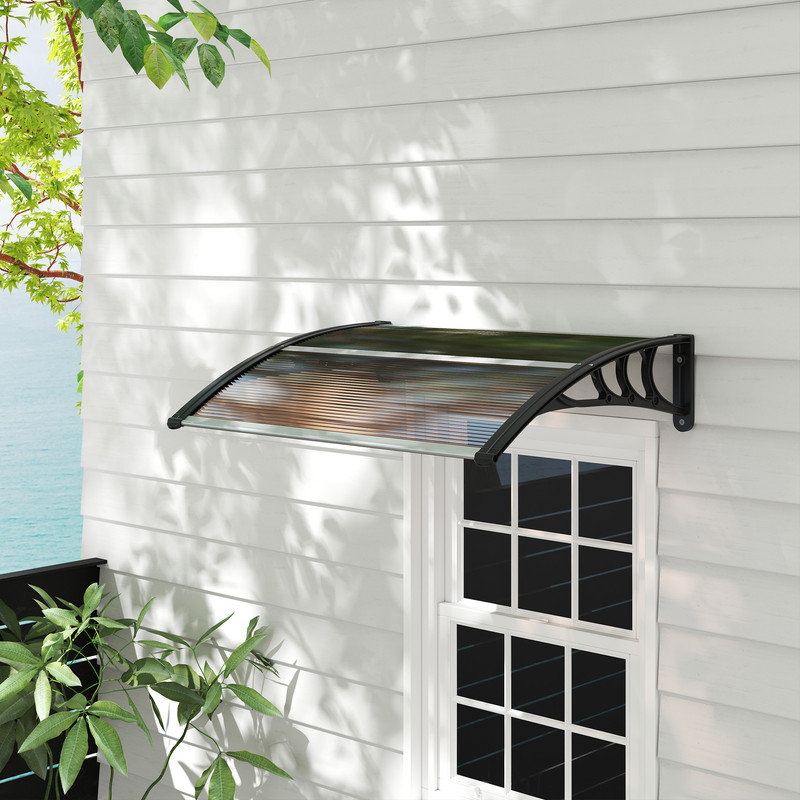 CLIY 75cm W Polycarbonate Cover Retractable Door / Window Awning, 23cm H x 75cm W x 100cm D