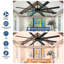 Ventilateur de plafond de 66 pouces avec télécommande, noir, pour intérieur et extérieur (terrasses, salon), 8 pales, variateur, minuterie, réversible, moteur CC silencieux, 6 vitesses-1646219274-1646219275-1646219276