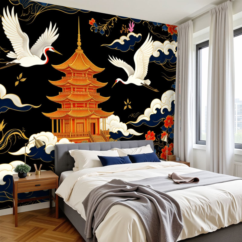 Papier peint auto-adhésif Chinoiserie, L 144 po x l 100 po