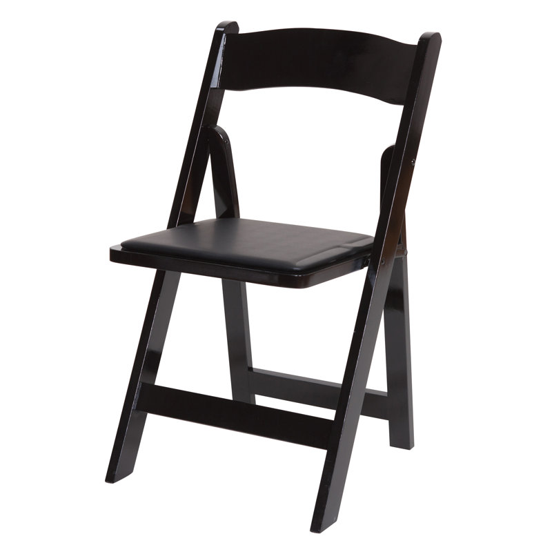 Chaise pliante rembourrée en vinyle Classic, Noir