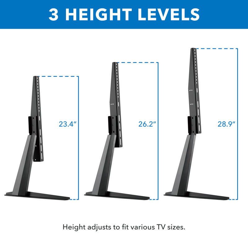Black Heavy Duty Steel Tilting Tabletop TV Stand with Riser