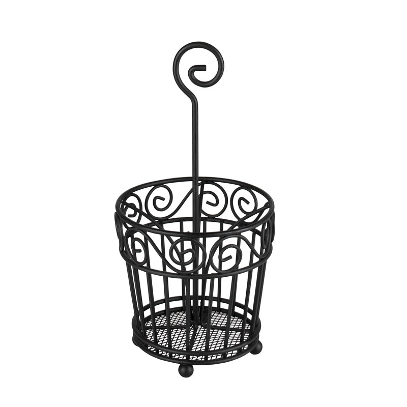 Scroll Metal Round Utensil Crock