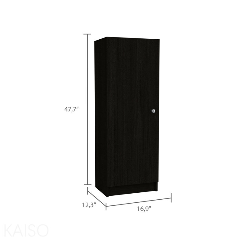 Armoire de rangement à porte simple avec quatre tablettes intérieures Belleria - Noir, Black