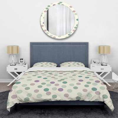 Ensemble de housse de couette à pois verts et mauves II