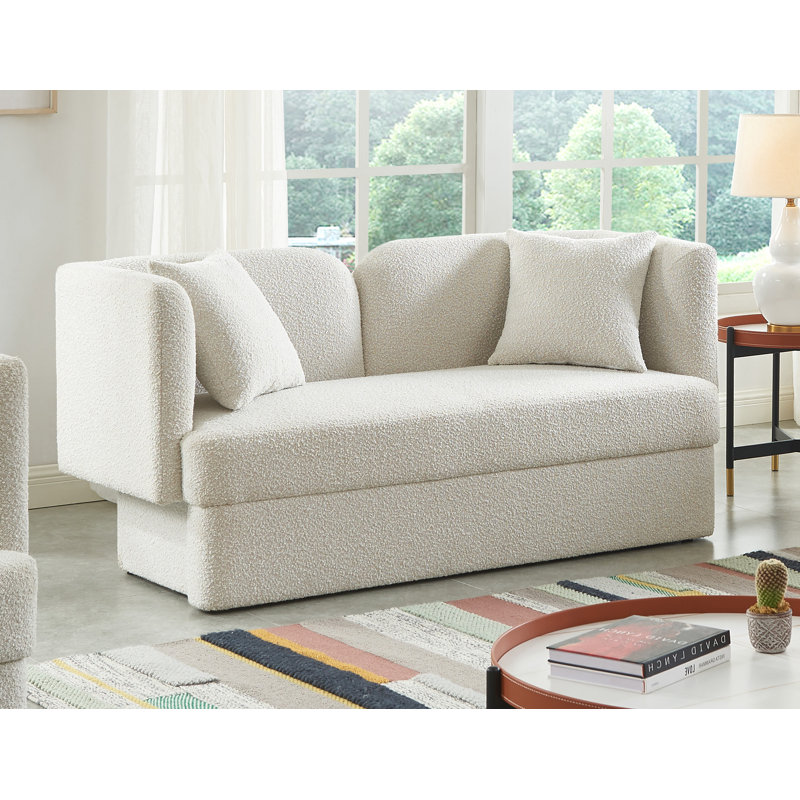 Causeuse en tissu Marcel Boucle, Tissu crème bouclé