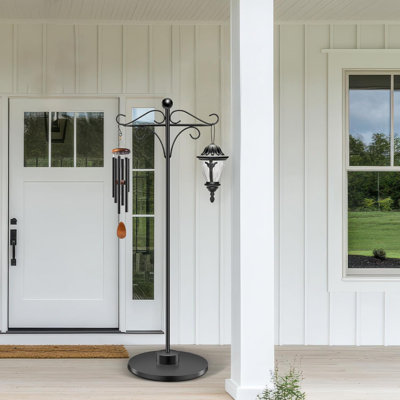 Adjustable Double Shepherd's Hook, 34-63 Inch Black Iron Stand For Indoor/Outdoor Use – Ideal For Hummingbird Feeders, Hanging Plants, Lanterns, Wind Chime