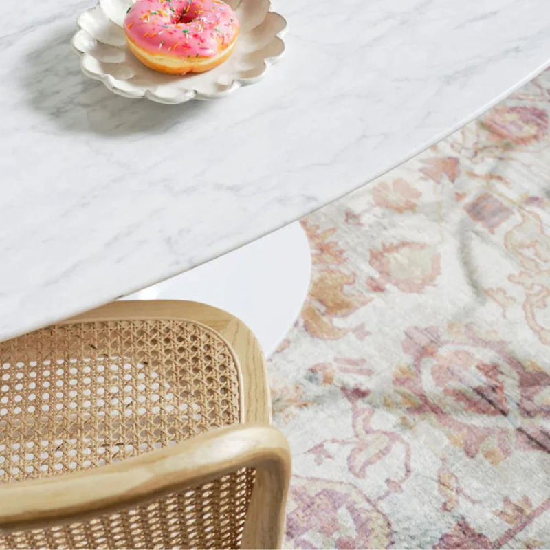 Kahel Oval Marble Dining Table, 29.5”H x 78.5”L x 42.5”W
