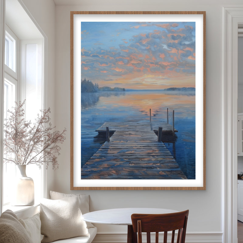 Calm dock - Beige Framed Matted Print for Home Decor