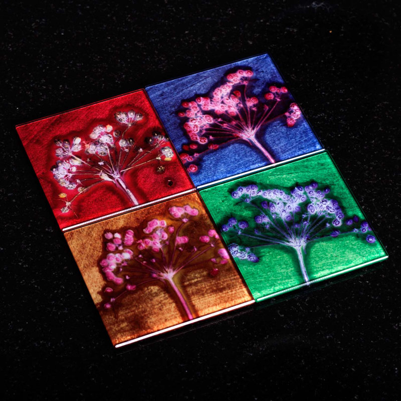 Glass Square 1 Piece Coaster, Red