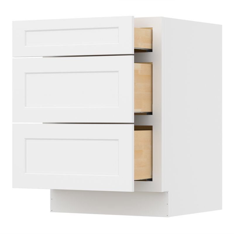 Armoire à 3 tiroirs l 24 po x H 34-1 / 2 po x P 24 po blanc Prêt à assembler (RTA)