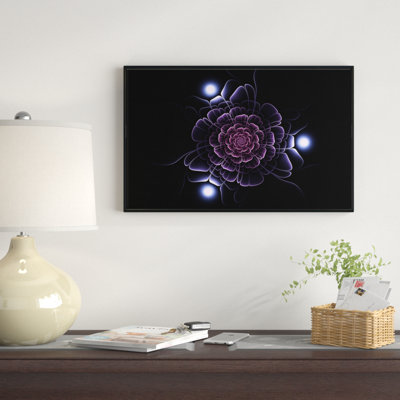 « purple fractal fleur on dark », reproduction d’impression sur toile tendue encadrée