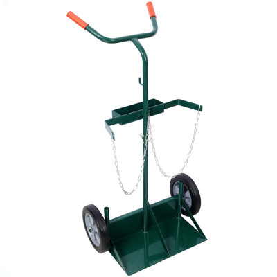 440Lbs Capacity Cylinder Cart,WELDING CYLINDER HAND TRUCK,Large Dual Oxygen Tank Cart Dolly With 10-Inch Solid Rubber Wheels