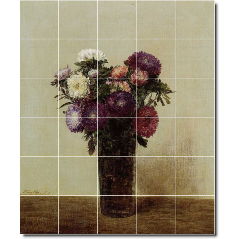 Carreau de céramique décorative 40 po x 48 po 8 po x 8 po, Fleur 03220