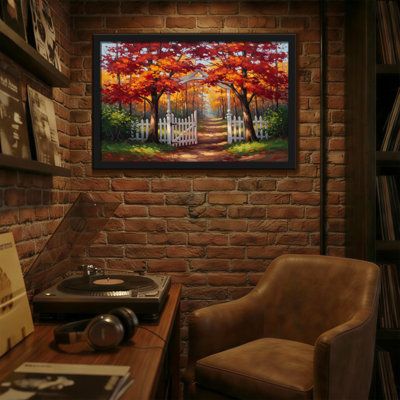 Landscape & Nature Autumn Trees Path Gate Fence Garden Scene